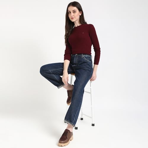 Tommy Hilfiger Women's Cotton Round Neck Sweater (S25HWSW032 Red
