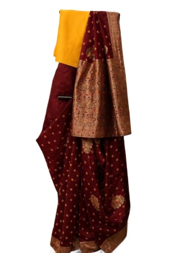 Chugali Sarees Women's Wine Bandhej