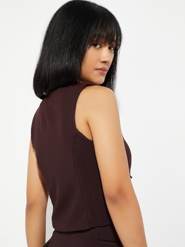 Max URB_N Women Textured Waistcoat (Red_L)