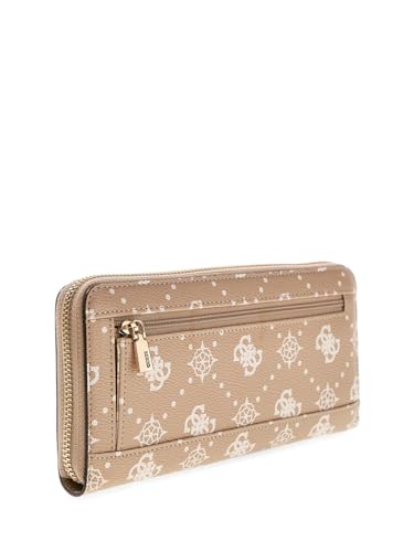 Guess Biscotti Printed Zipper Carrie Logo Large Zip Around Wallet
