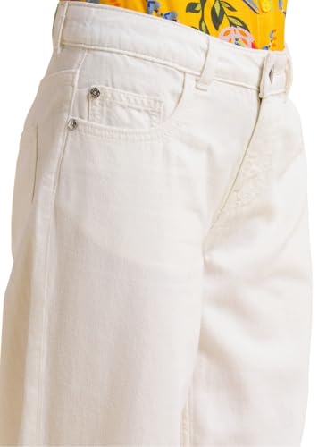 VERO MODA Girl's Loose Fit Mid Rise White Jeans