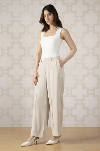 Van Heusen Women's Regular Casual Pants (VWTFFRGPL98295_Beige