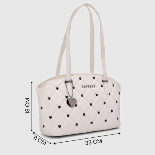 Caprese X Emily in Paris Ashley Medium Tote Shoulder Bag with Multi-Compartment Interior, Secure Zipper Closure & Exclusive Metal Charm, Handbag for Work, Travel & Occasion