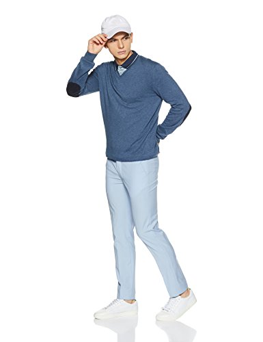 Celio Men's Cotton Sweater (3596654676137_Heather Blue_Small)