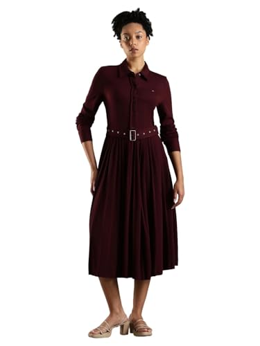 Viscose Spread Collar Midi Dress