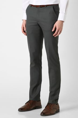 Men Grey Solid Formal Trousers