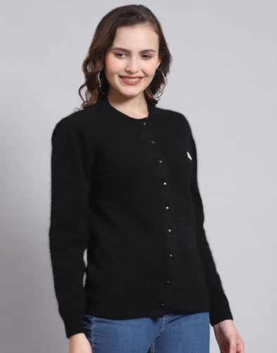 Monte Carlo Womens Angoora Solid Sweater (1230735Rn-168-44, Black, 3XL)