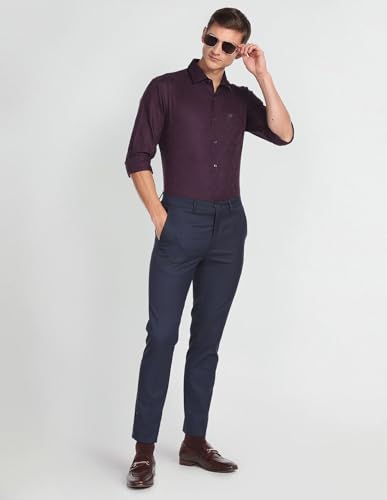 Arrow Men's Plain/Solid Slim Fit Shirt (ARAFSH0714_Plum