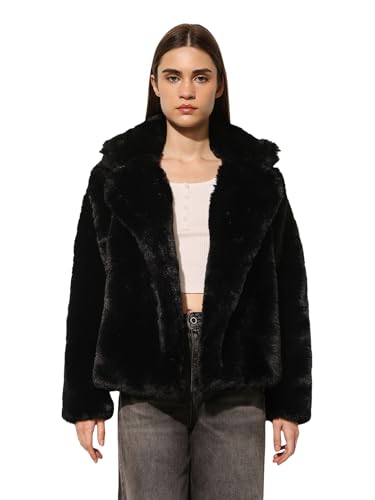 ONLY Women's Solid Regular Fit Black Jacket