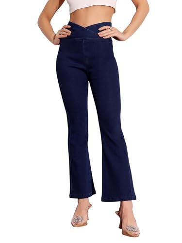 Miss Chase Women's High Rise Regular-Length Stretchable Denim Pull Up Bootcut Shaping Jeans (MCSS18DEN02-19-359-38, Rich Blue, 38)