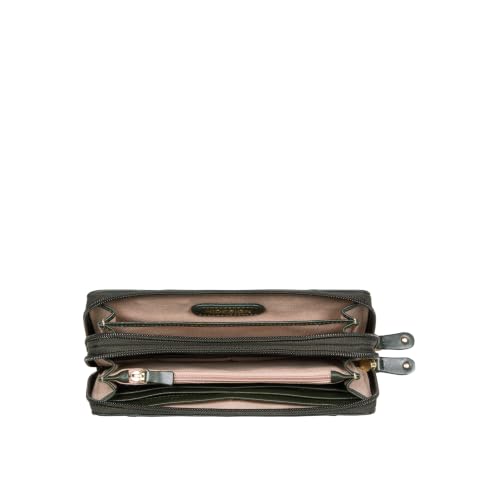 Hidesign Women's Genuine Leather Double Zip Around Wallet