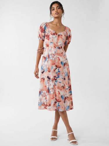 Max Women Floral Print Midi Dress(Multicolour_L)