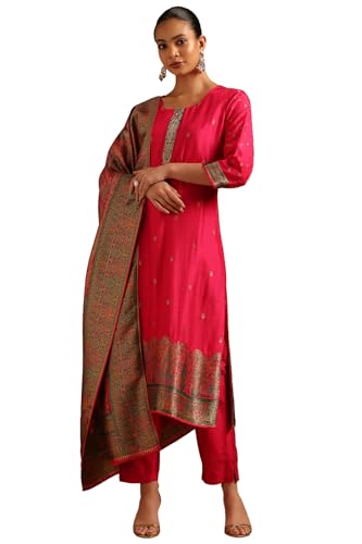 Soch Womens Fuchsia Viscose Salwar Suit With Cutdana