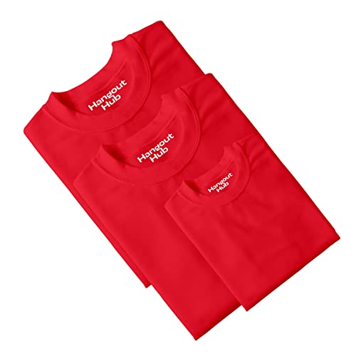 Hangout Hub Tshirts BDMSE(Red;Men L;Women S;Boys S) Set of 3