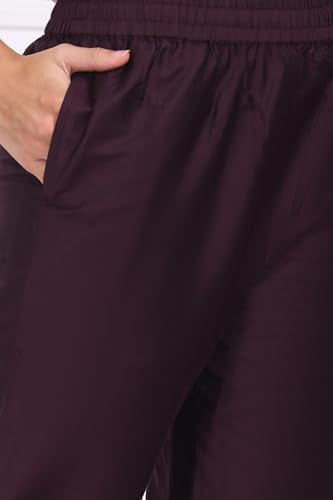 W for Woman Purple Embroidered Straight Kurta, Pants and Dupatta Set - (WS13238-224189-XL)