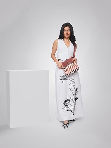 ZOUK Qutub Stripes Printed Women’s Jute Sling Bag | Handcrafted Vegan Leather Multicolor Flap Shoulder Bag