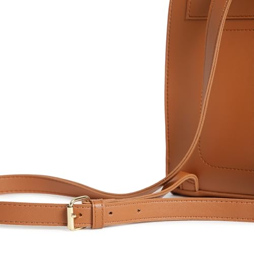 Fastrack Boxy College Backpack for Women |Stylish Backpack for Girls, Women, Ladies |Everyday 1 Compartment College Backpack Made of Faux Leather,Brown