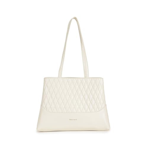 Fastrack GridGlam white Shoulder Bag | Faux-Leather Women’s Handbag | Quilted Shoulder Bag with Dual Zipper Compartments