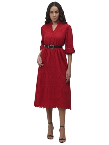 VERO MODA Womens Midi Dress Barbados Cherry