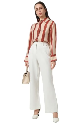 Van Heusen Women Beige Stripe Long Sleeves Casual Shirt