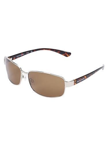 Skechers Men Polarized Rectangular Silver Sunglasses, Large