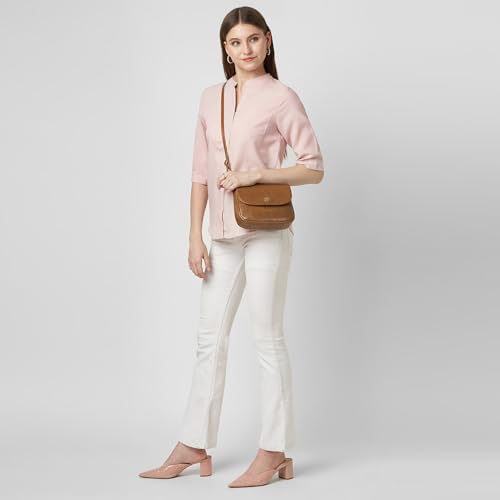 Caprese Frieda Small Sling Bag for Women with Adjustable Strap, Zipper & Magnetic Button Closure for Comfortable Wear | Versatile Handbag for Everyday Use, Travel, and Special Occasions (Tan)