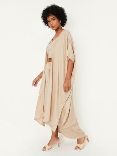 Max Women's Polyester Casual Shrug (EF46016_Beige