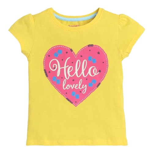 Hopscotch Girls Cotton Printed All-Over Print T-Shirts - Pack of 5 In Multi Color for Ages 7-8 Years