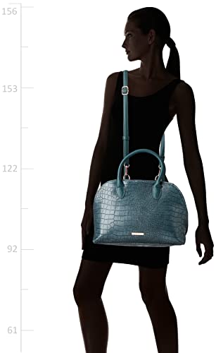 Caprese Zoia Satchel Bag, Medium | Stylish Croco Finish Handbag for Women with Chic Grab Handle, Adjustable & Detachable Sling Strap | Secure Zip Closure | Perfect for Casual & Daily Use (Teal)