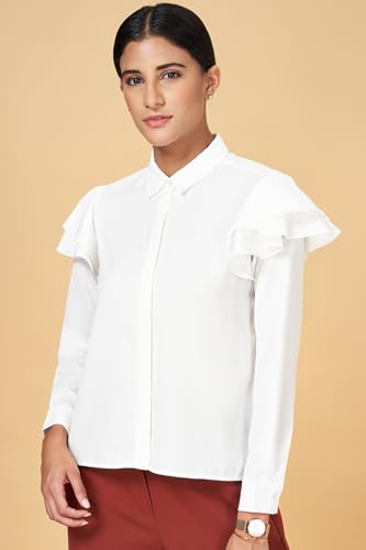 Annabelle by Pantaloons Women's Solid Comfort Fit Top (110143245003_White