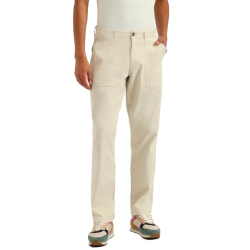 United Colors of Benetton Solid Straight Fit Trousers (Size: 30)-25P4CTWB1061I901 Off White