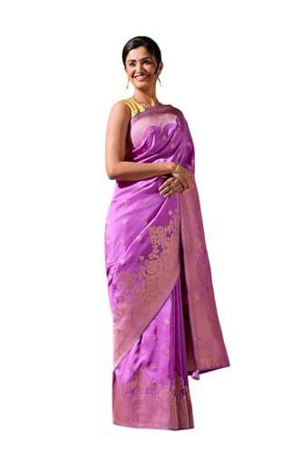 Taneira Women Light Violet Woven Viscose Saree with Unstitched Blouse Piece (SAPP01AB0911-Light Violet)
