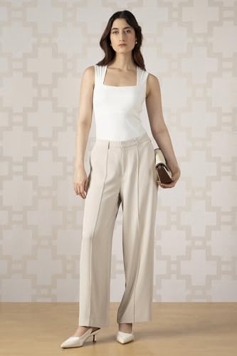 Van Heusen Women's Regular Casual Pants (VWTFFRGPL98295_Beige