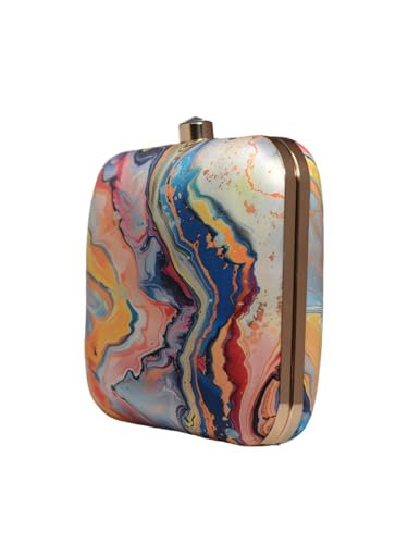 Multicolor Flow Art Printed Clutch