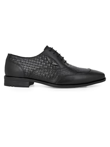 ALBERTO TORRESI Men's Formal Leather Shoes: Lace-up Closure for Comfortable and Stylish Office Wear - Black - 8 UK/India