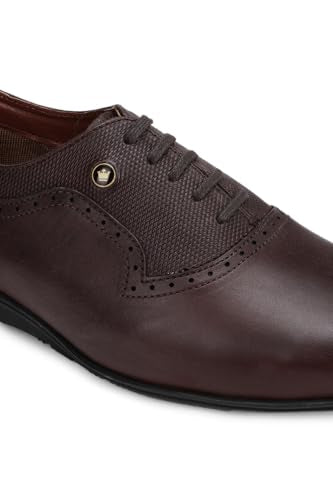 Louis Philippe Mens LPSCCRGIL220023 Brown Formal Leather Oxford Shoes Euro- 41
