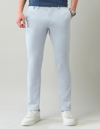 Arrow Sports Men's Mid Rise Slim Fit Trouser Light Blue