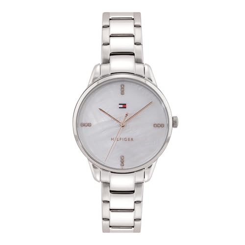 Tommy Hilfiger Quartz White Dial Grey Stainless Steel Strap Analog Watch for Women