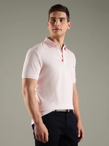 Tommy Hilfiger Men's Solid Regular Fit Polo Shirts (S26HMKT265_Pink M)