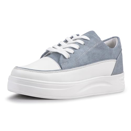 Vendoz Women Casual Denim Blue Sneakers I Cushioned Insole I All Day Comfortable I Lightweight and Stylish Shoes for Girls CNV7018BLU-37