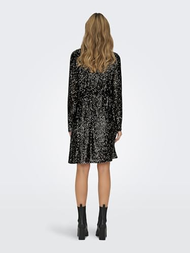 ONLY Women Shimmer Regular Fit Party Black A-line Dress