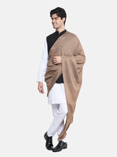 MUFFLY Men's Fine Wool Solid Shawl, Extra Soft Warm - Light Weight,Brown size-40 inch*80 inch