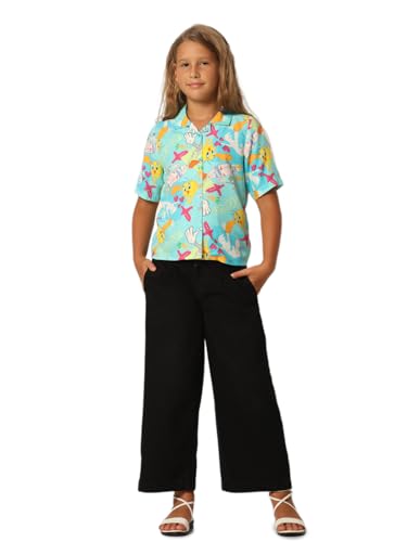 VERO MODA Girls Graphic Print Viscose Blue Shirt