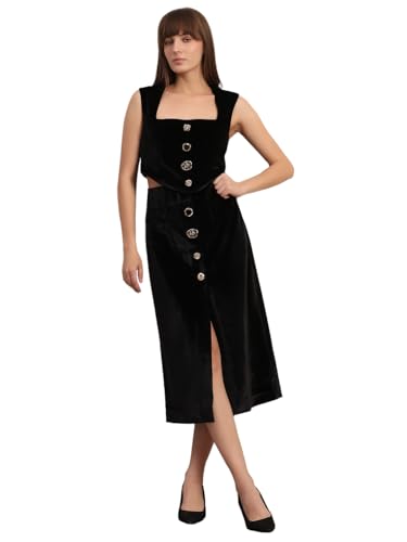 VERO MODA Women's Straight Fit High-Rise Black Skirt