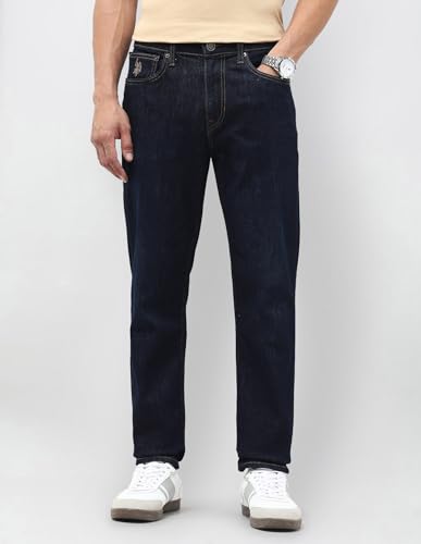 U.S. Polo Assn. Denim Co. Men's Cole Comfort Cropped Fit Blue Jeans (UDJEN1910_Blue_40)