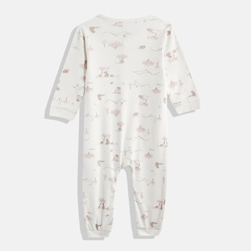 Mothercare Unisex Printed Full Sleeves Sleepsuit - Beige