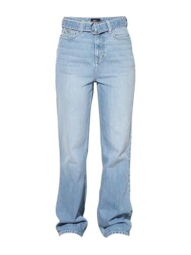 ONLY Women's Straight Fit High-Rise Blue Jeans
