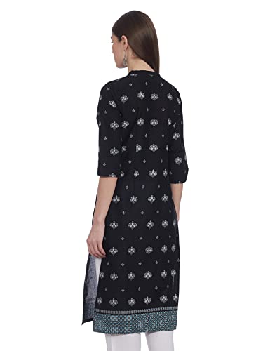 W for Woman Women's Cotton Regular Kurta (20AUW14643-116398_Black_XL)