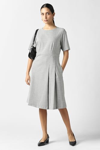 Women Grey Print Knee Length Formal Dress