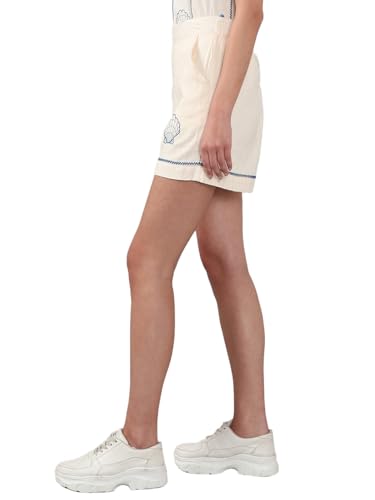 VERO MODA Women's Regular Fit High Rise White Shorts
